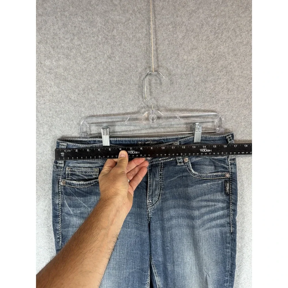 Silver Jeans Suki Capri Womens 32 Denim Super Stretch Mid Rise Embroidered Pants
